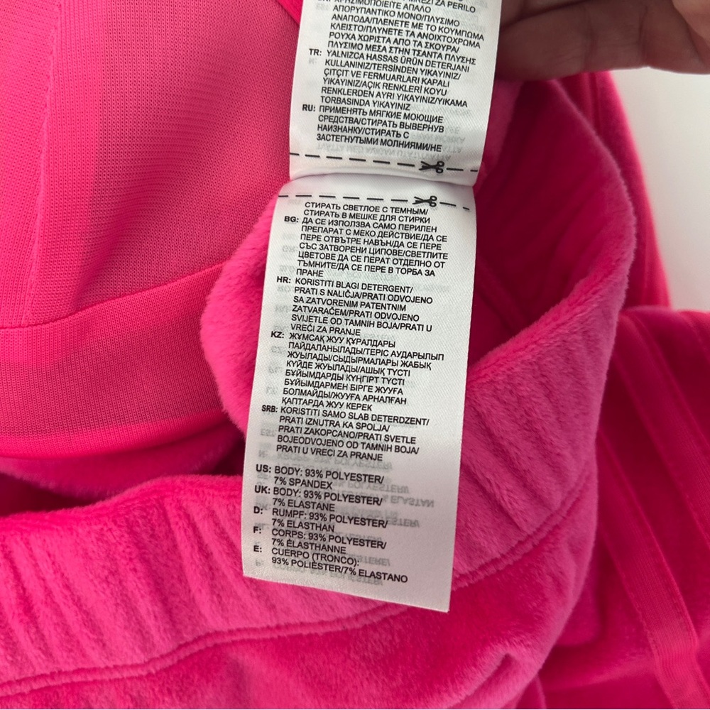 NWT Adidas x Jeremy Scott Cropped Bustier Pink Velour Zip Track Jacket Preppy - Picture 13 of 13